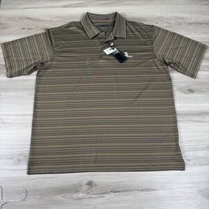 Pebble Beach Performance XXL‎ Golf Polo Striped Brown NWT Golfcore preppy resort